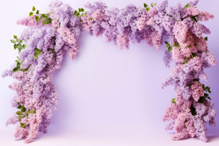 Nice romantic decorative arch with lilac flowers, isolated. Ai generated.の素材