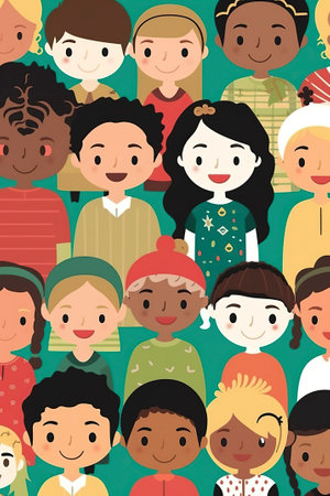 Colorful children's illustration with happy motifs, perfect for a book cover or filling empty space.の素材
