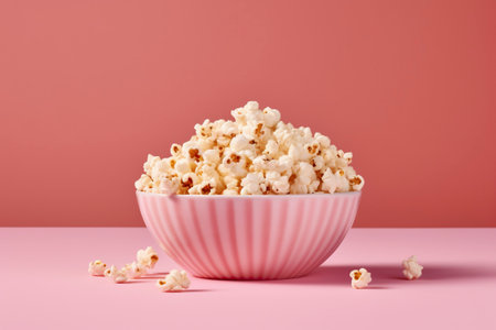 Delicious bowl filled with popcorn.の素材