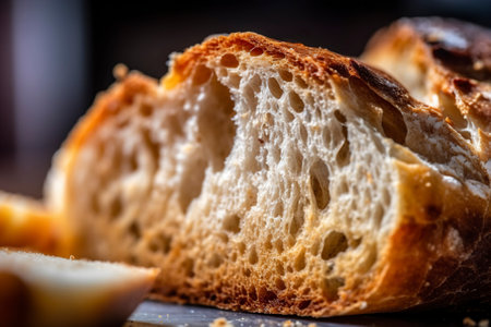 Fluffy slices of freshly baked bread. Ai generated.の素材