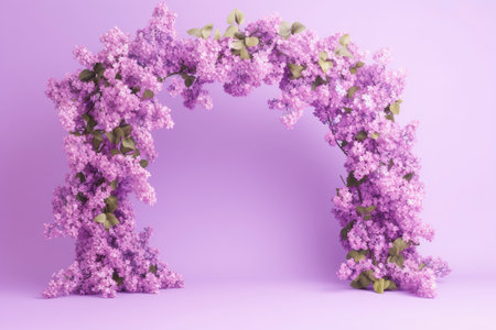 Nice romantic decorative arch with lilac flowers, isolated. Ai generated.の素材