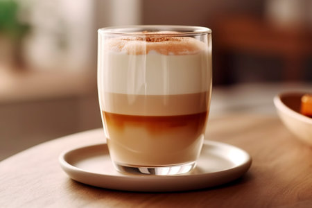 Simple cup of latte macchiato coffee. Ai generated.の素材