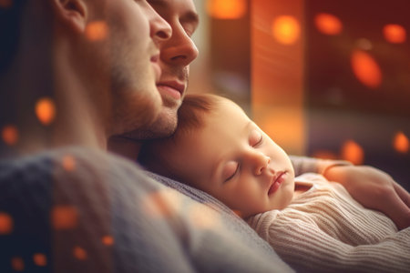 In a tender moment of pure bliss, a loving family finds solace in a peaceful nap together. Ai Generated"の素材