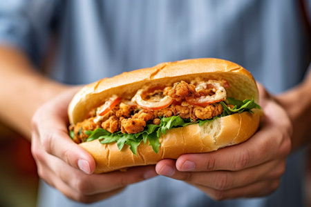 A tasty calamari sandwich, typical of Madrid.の素材