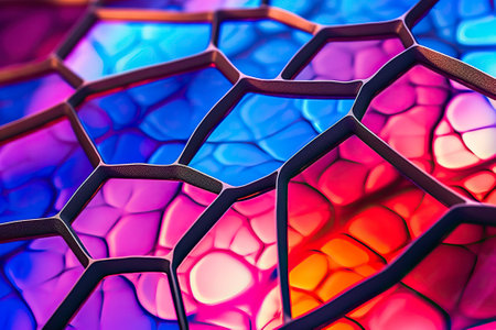 Background with dark iridescent cells. Ai generated.の素材