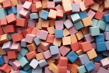 A playful arrangement of colored rubber blocks stacked on a soft surface, inviting tactile explorationの素材