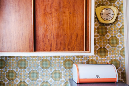 Vintage kitchen furniture, in the style of the 50sの写真素材