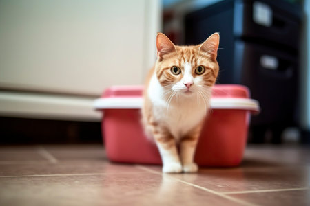 A shy domestic kitten looks cautiously at the camera.の素材