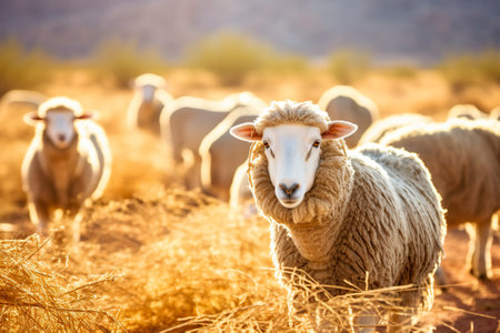 Sheep wander through traditional glens in the Spanish countryside.の素材