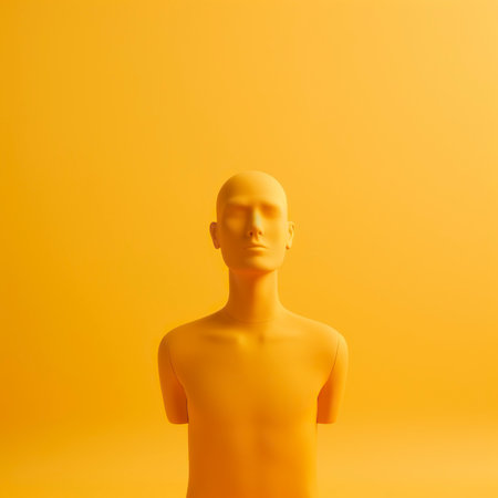 A human mannequin, without arms and with diffuse features, mental health concept.の素材