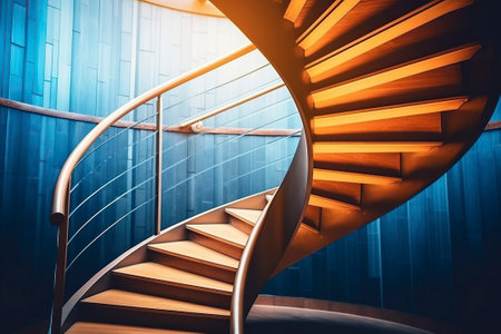 Spiral staircases optimize space in modern homes.の素材