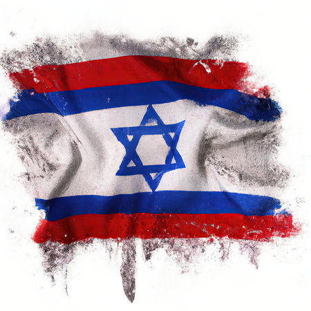 Flag of Israel stained and dirty red tints.の素材