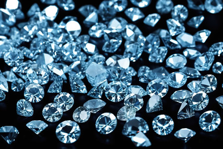 Lots of real and brilliant polished diamonds.の素材