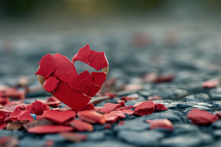 A poor broken heart, lying on the ground.の素材