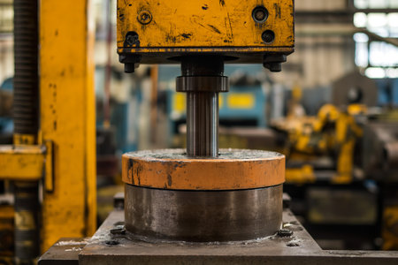 Round hydraulic press, to crush and squeeze industrial materials.の素材
