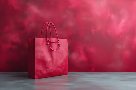 A vibrant red bag with sleek lines sits effortlessly atop a polished table, exuding elegance and style.の素材