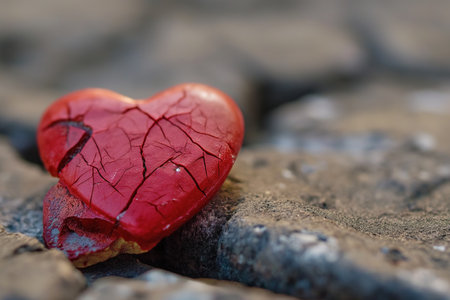 A poor broken heart, lying on the ground.の素材