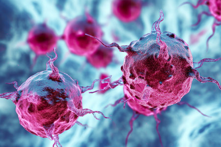 cluster of red and white blood cells circulating within the bloodstream.の素材