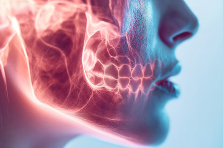jaws,illustration,woman,head,visible,bones,skull,cranial,anatomy,medical,skeletal structure,bone structure,facial bones,human,science,health,x-ray,radiology,osteology,biology,physiology,healthcare,anatomy study,facial features,cranium,bone tissue,skeleton,3D visualization,bone density,osteoporosis,forensic anthropology,maxilla,mandible,temporal bone,frontal bone,parietal bone,occipital bone,sphenoid bone,ethmoid bone,eye socketの素材