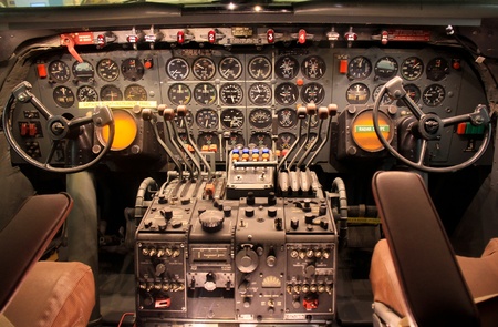 Detailed control panel of old aircraft.のeditorial素材
