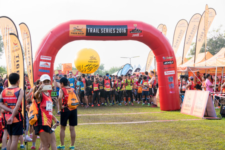 Thailand, Khaoyai - October 2, 2016,Trail series 2016 of tiger balm. It is trail runner event in khaoyai at Thailand. Now,the sport of trail runner is popularity in Thailand.のeditorial素材