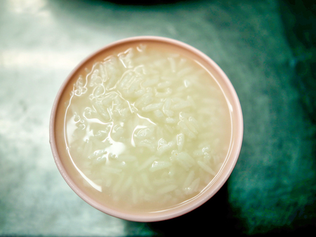 Top view of Chinese style rice porridge soupの写真素材