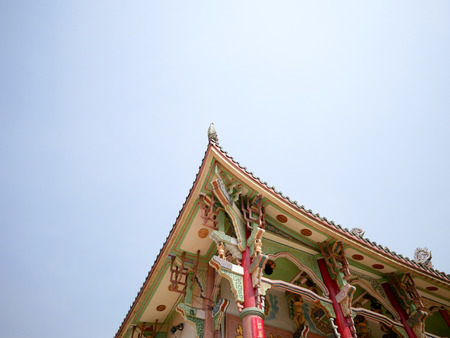 Low angle roof of the Chinese temple in Thailand