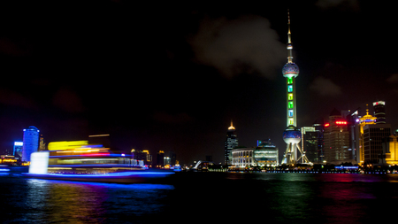 Shanghai skyline in the nightの写真素材