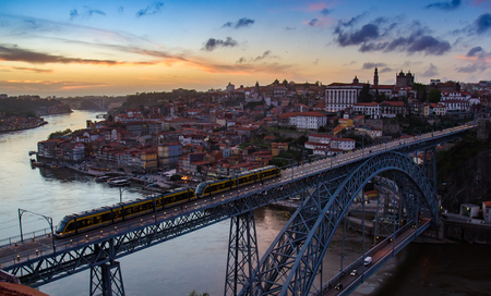 Sunset in Oporto Portugalの写真素材