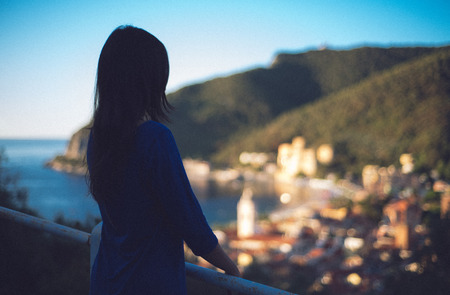 A Lady Wandering in Italyの写真素材