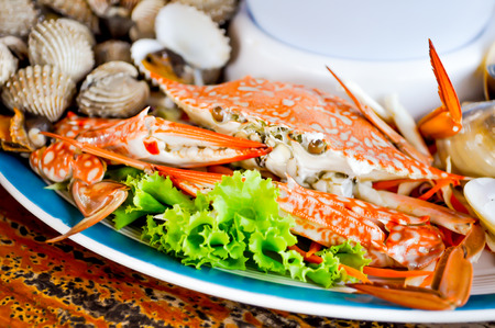 crab seafood dish on the tableの写真素材