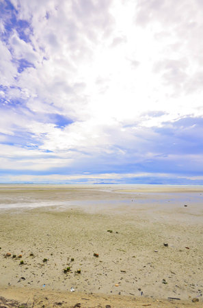 the blue sky and the  beachの写真素材