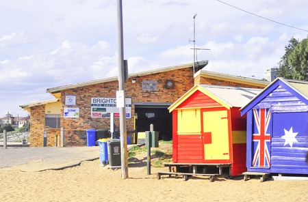 colorful houses on  brighton beach Melbourne,australiaのeditorial素材
