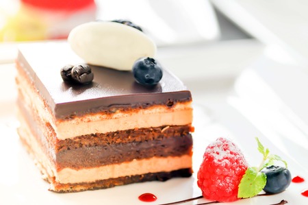 coffee  cake dish on the tableの写真素材