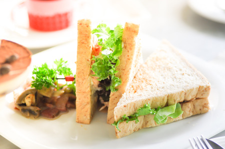 sandwich dish on th e tableの写真素材