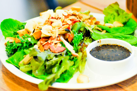 vegetable salad dish on the tableの写真素材