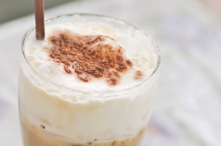 a glass of iced coffeeの写真素材