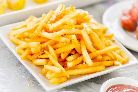 French fries dish and ketchup dip