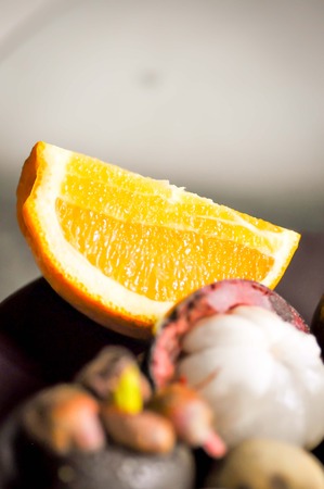 orange slice and fruits backgroundの写真素材