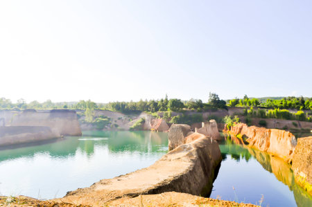 lake , mountain  and  cliff in Chiangmai, Thailandの写真素材