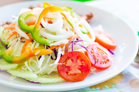 vegetable salad dish on the tableの写真素材