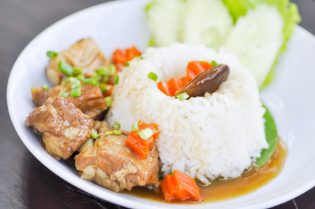 pork stewed with rice and vegetableの写真素材