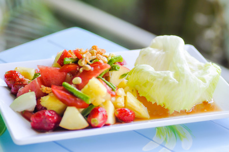 fruit and vegetable salad dishの写真素材