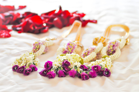 crown flowers and roses garland,thai garland in engagement dayの写真素材