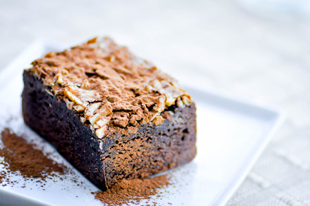 brownie with almond toppingの写真素材
