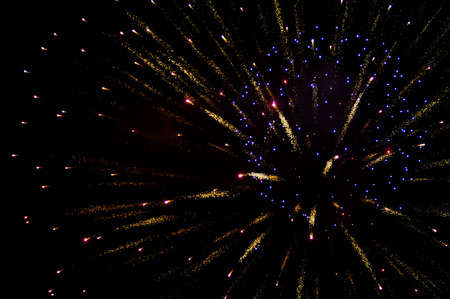 firecrackers or  fireworks in the night skyの写真素材
