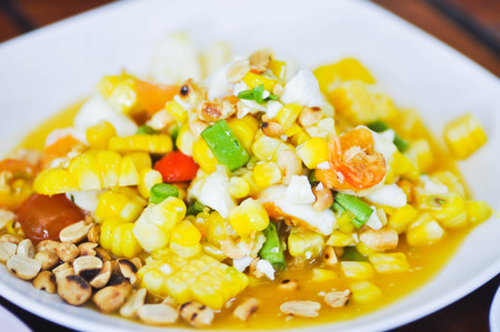 spicy corn salad, vegetable salad dishの写真素材