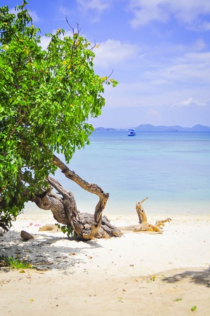 boat , sea ,mountain, beach and sky  backgroundの写真素材
