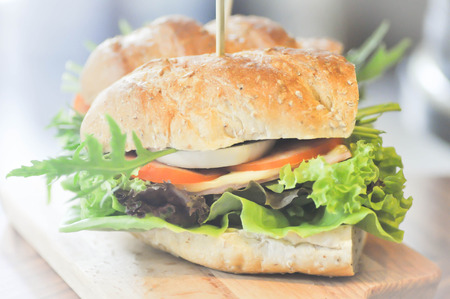 baguette sandwich with vegetable dishの写真素材