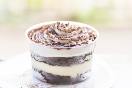 tiramisu cake in the cup,tiramisu(Italian dessert)の写真素材